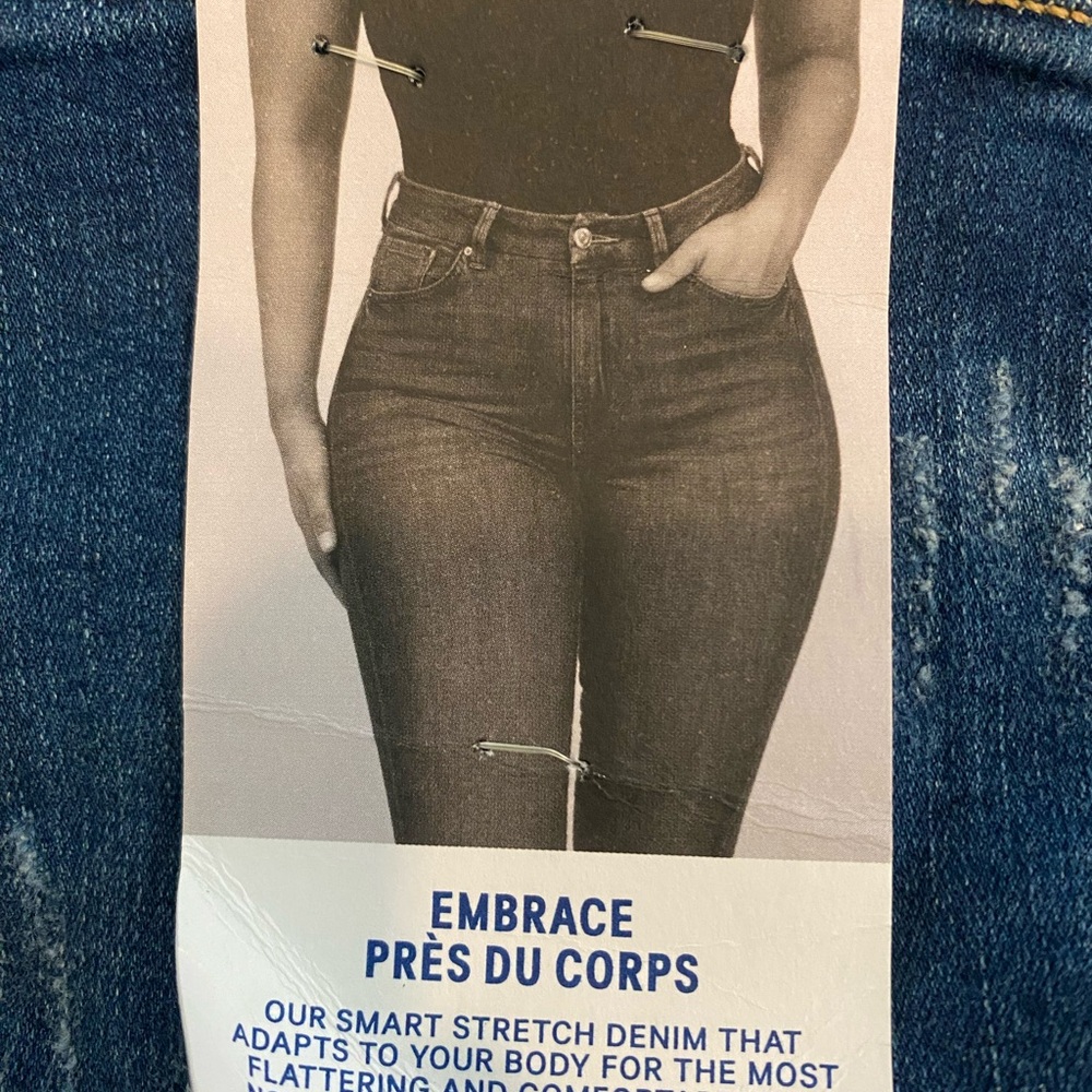 H&M Medium Blue Distressed High Waist Curvy Fit Skinny Jeans